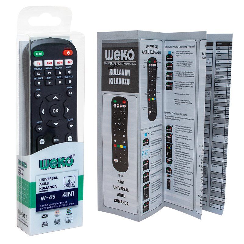 Weko W-45 4in1 Öğrenebilen Universal Akıllı Kumanda