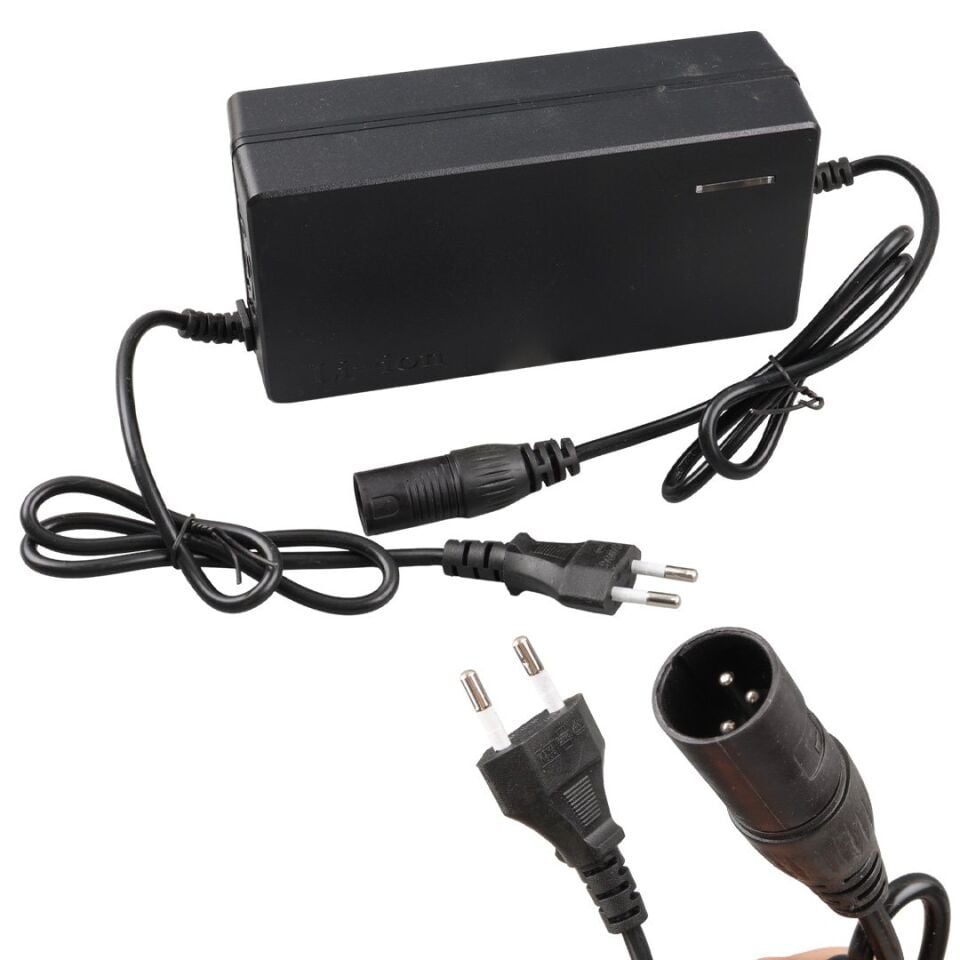 Powermaster PM-14488 54.6 Volt 2.8-3.0 Amper Lithium Batarya Şarj Cihazı 3 Pinli Erkek Jacklı