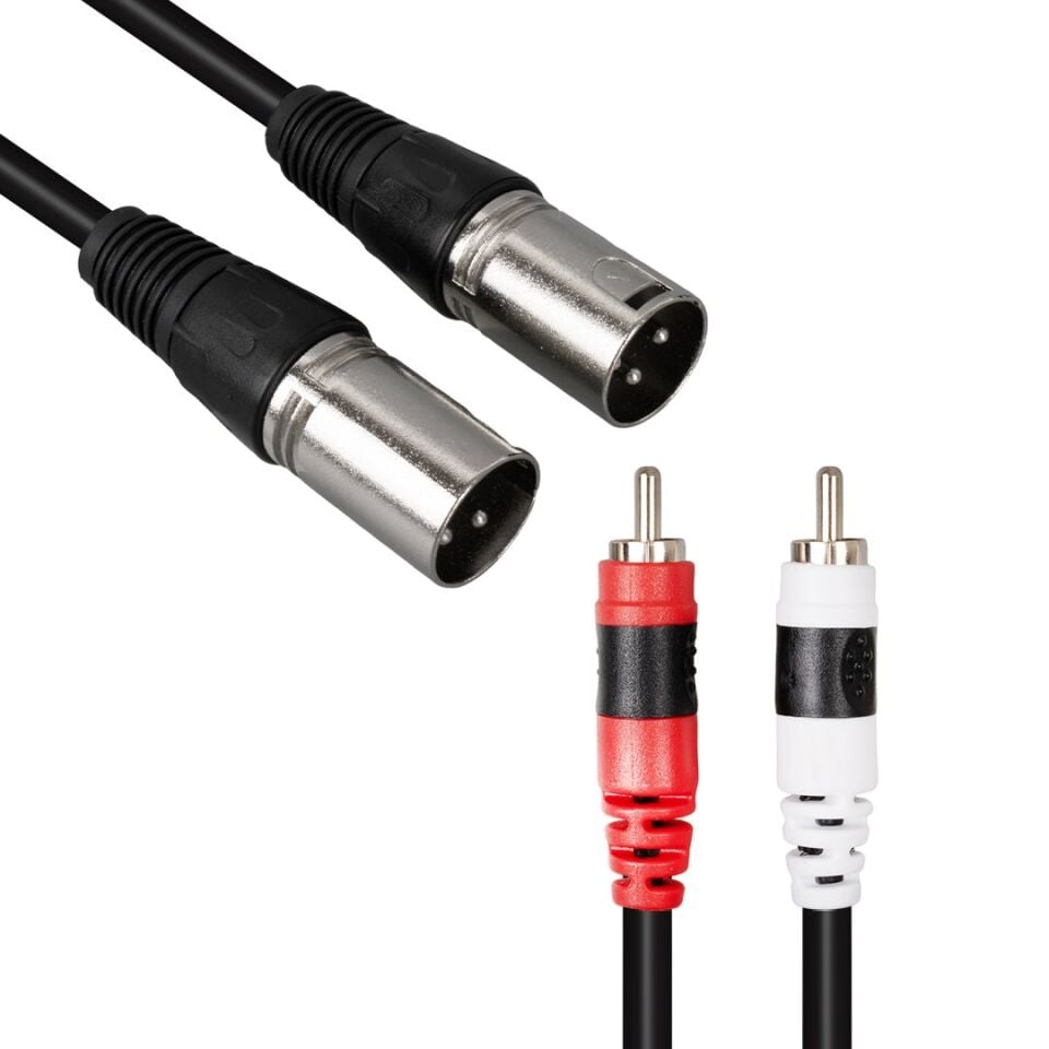 PowerMaster PM-17973 2 XLR Erkek - 2 RCA Erkek 3 Metre Kablo