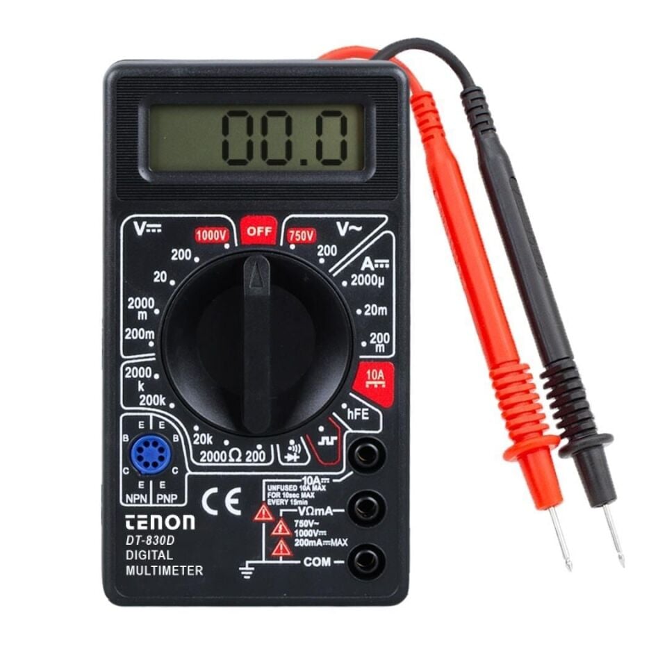 Tenon DT-830D Siyah DC/AC Voltaj Akım Ölçer Dijital Multimetre