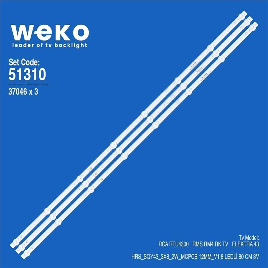 Wkset-6310 37046X3 Hrs_Sqy43_3X8_2W_Mcpcb 12Mm_V1 3 Adet Led Bar