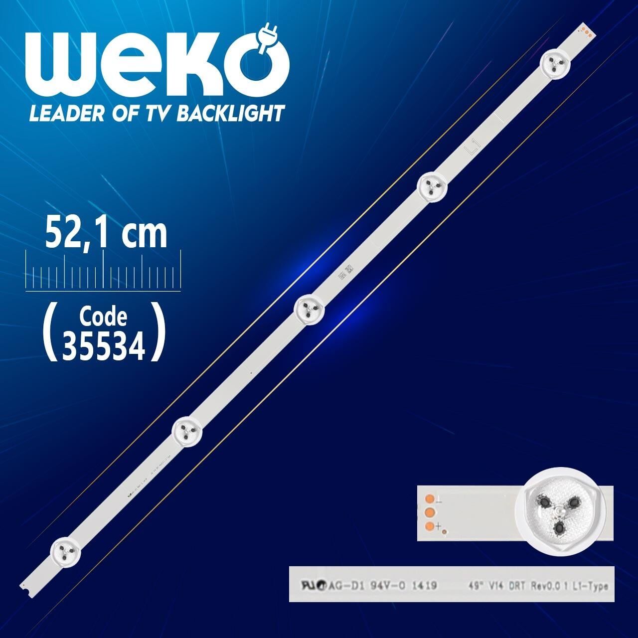 49'' V14 DRT REV0.0 1 L1-TYPE - 52.1 Cm 5 Ledli - WK-1067 Led Tv Bar