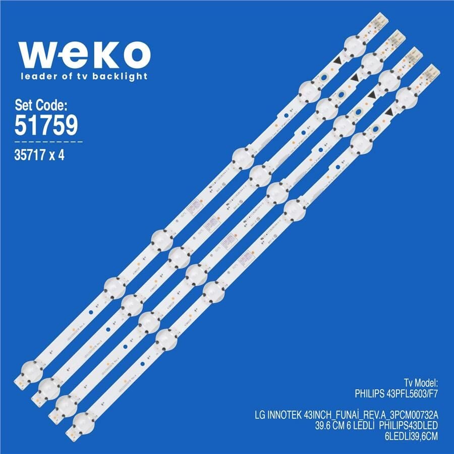 Wkset-6759 35717X4 Lg Innotek 43Inch_Funai_Rev.A_3Pcm00732a 4 Adet Led Bar
