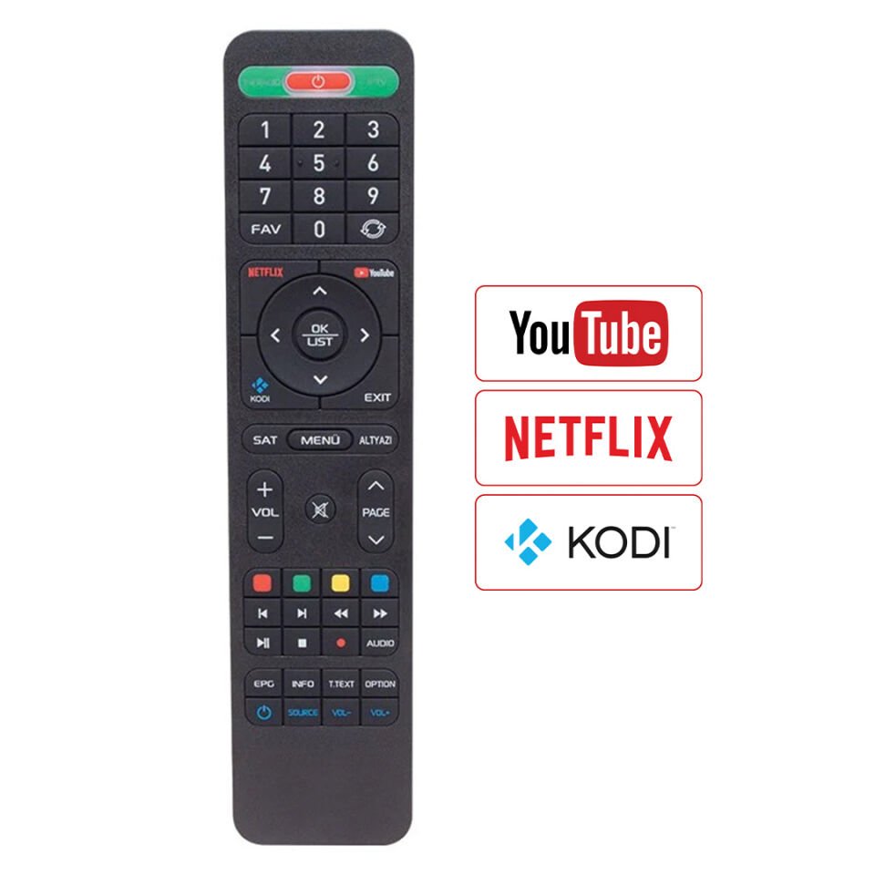 Hiremco Turbo 4K Netflix-Youtube Tuşlu HD Uydu Kumandası
