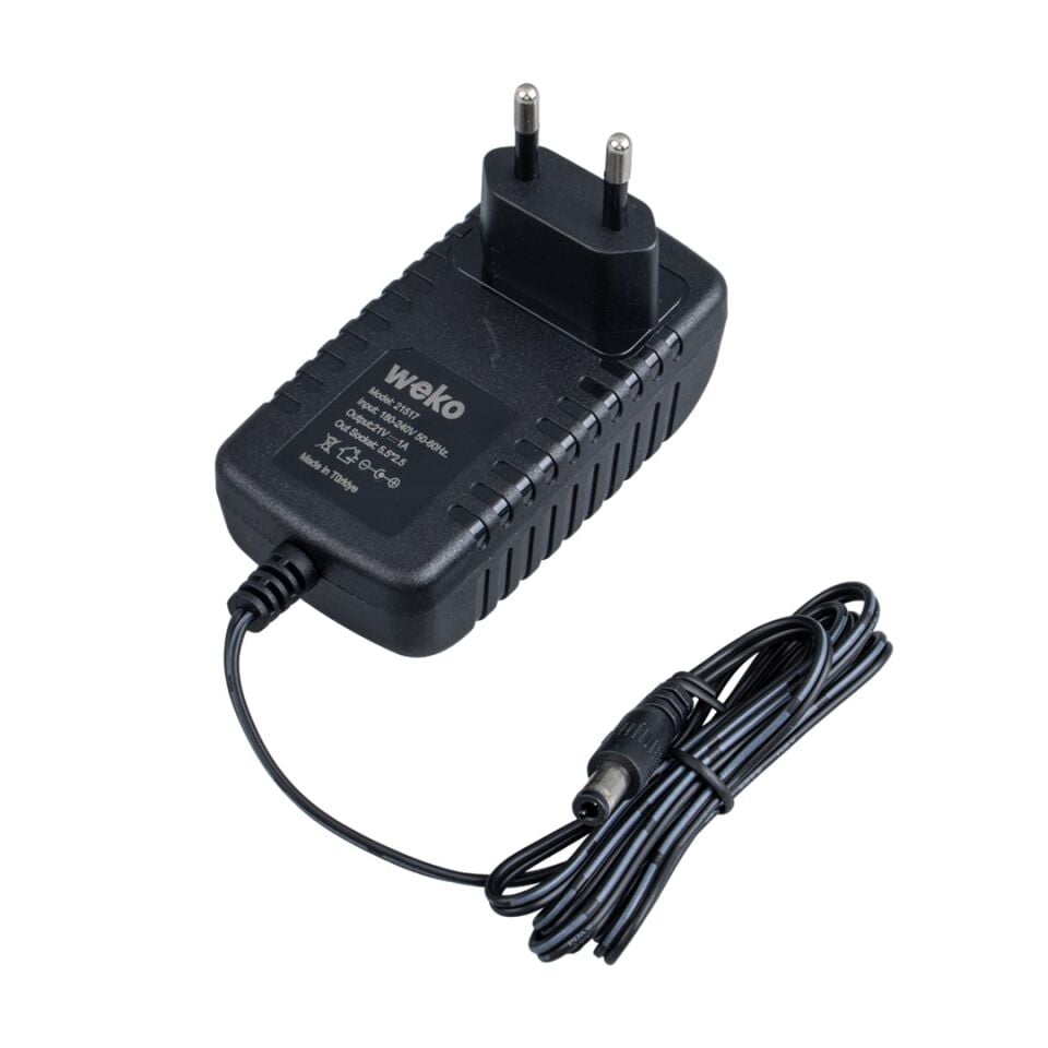 Weko 21 Volt 1 Amper 5.5 x 2.5 Uçlu Priz Tipi Adaptör