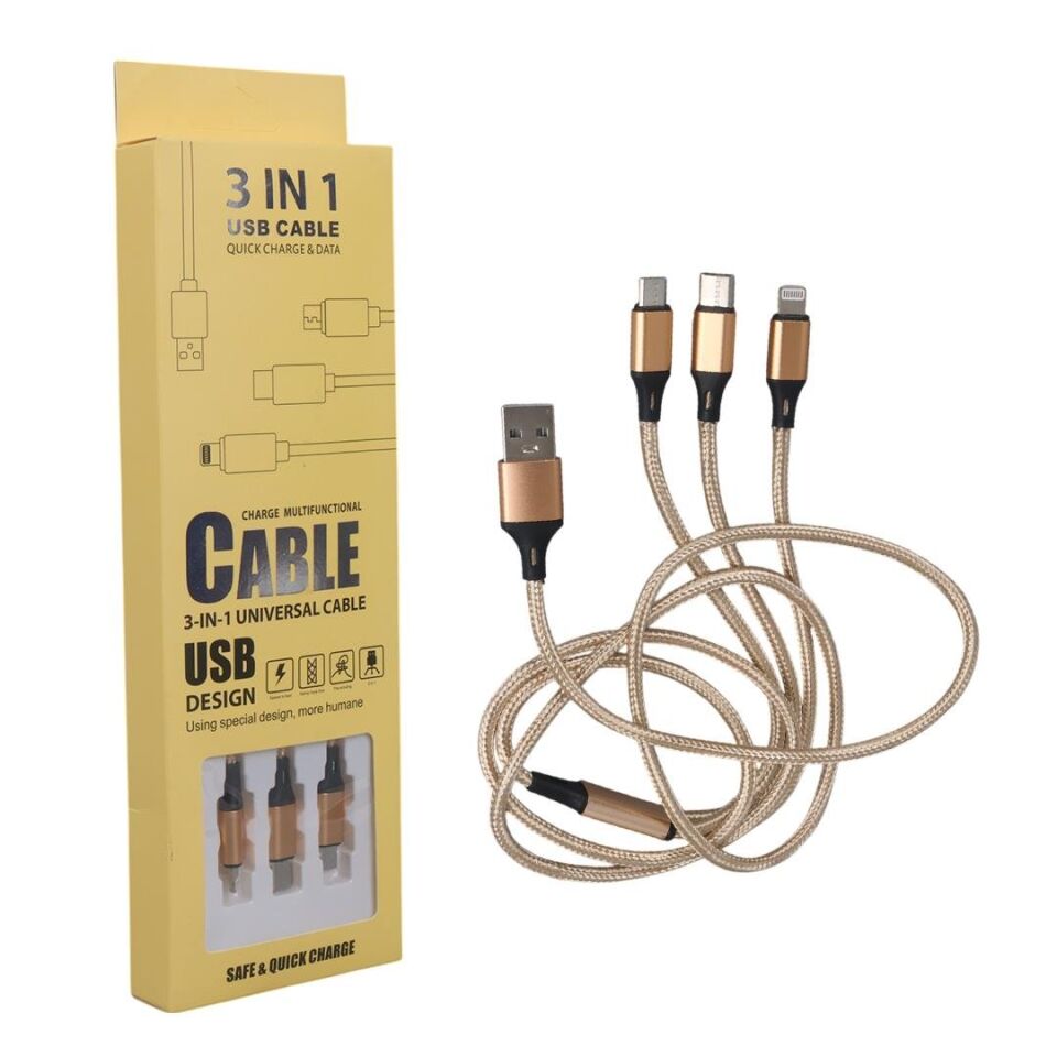 Powermaster Micro USB Type-C Lightning Şarj Ve Data Kablosu