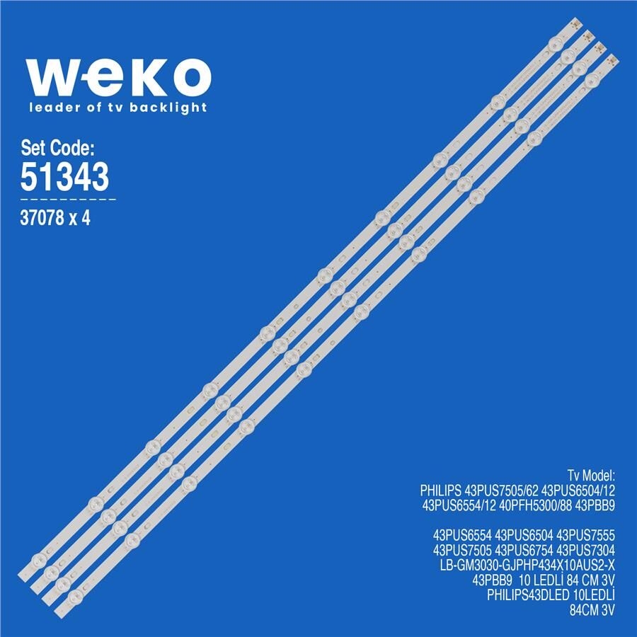 Wkset-6343 37078X4 Lb-Gm3030-Gjphp434x10aus2-X 4 Adet Led Bar