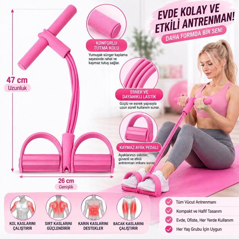 Sunup SN-14831 Direnç Lastikli Pedallı Mekik Çekme Aleti