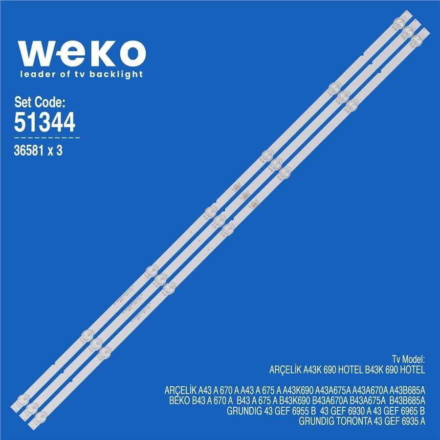 Wkset-6344 36581X3 Rf-Az430016se30-0701 A0 3 Adet Led Bar