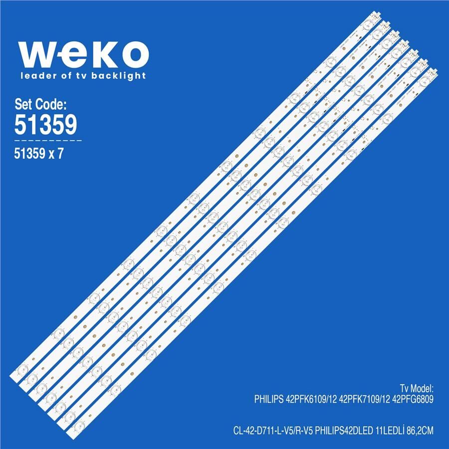 Wkset-6359 Cl-42-D711-L-V5/R-V5 11 Ledli 86,2 Cm Birleştirilmiş Led Kodu 7 Adet Led Bar