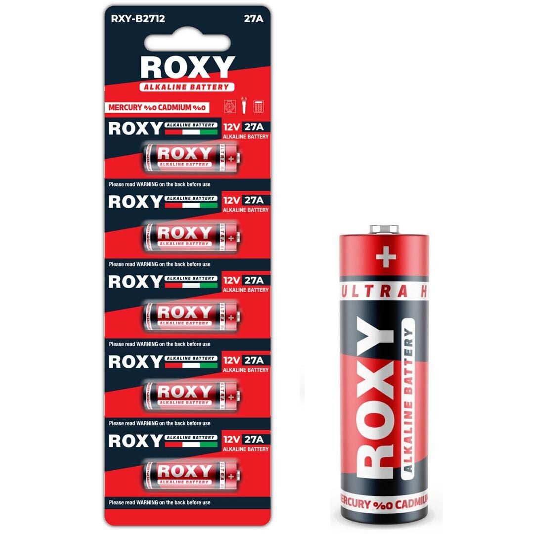 Roxy RXY-B2712 İnce 12 Volt Alkalin 27A Alarm Pil 5'Li Paket