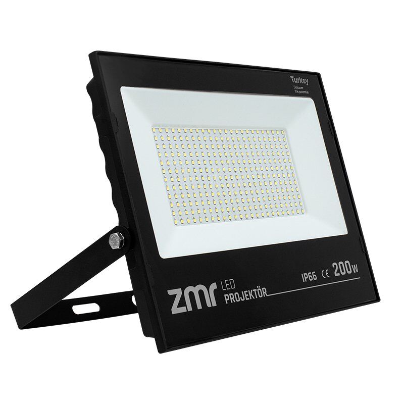 Zmr 200Watt 6500k Ip66 220Volt Siyah Slim Kasa Led Projektör