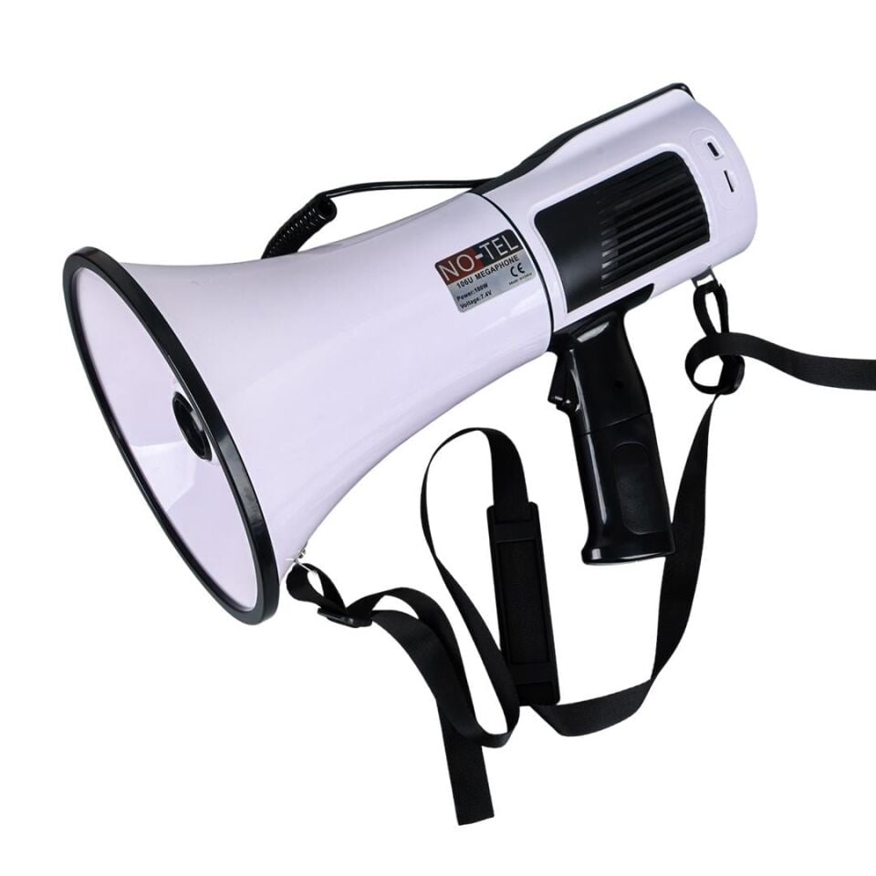 No-Tel 106U Bluetooth-Usb-Siren-Ses Kayıt Özellikli Dahili Bataryalı 100 Watt Büyük Boy Megafon