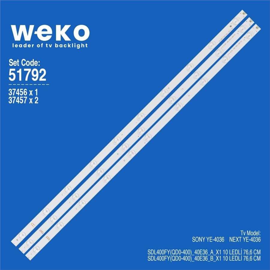 Wkset-6792 37456X1 37457X2 Sdl400fy(Qd0-400)_40E36_A/B 3 Adet Led Bar