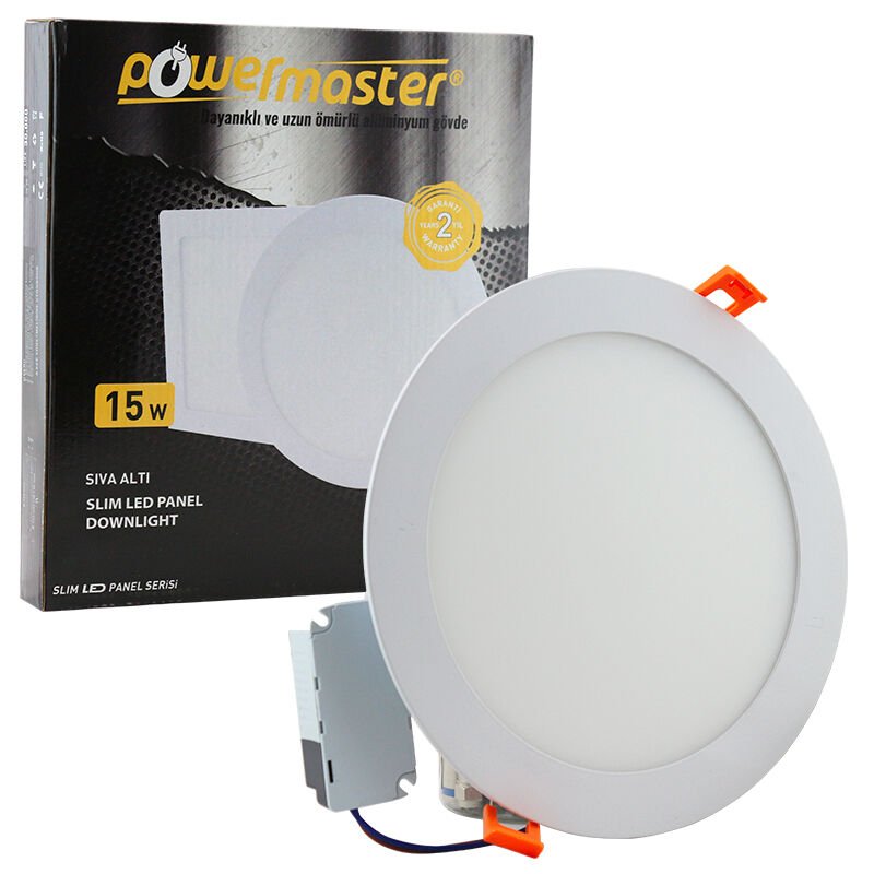 Powermaster 15W Sıva Altı 3000K Günışığı 180mm Yuvarlak Slim Spot Panel