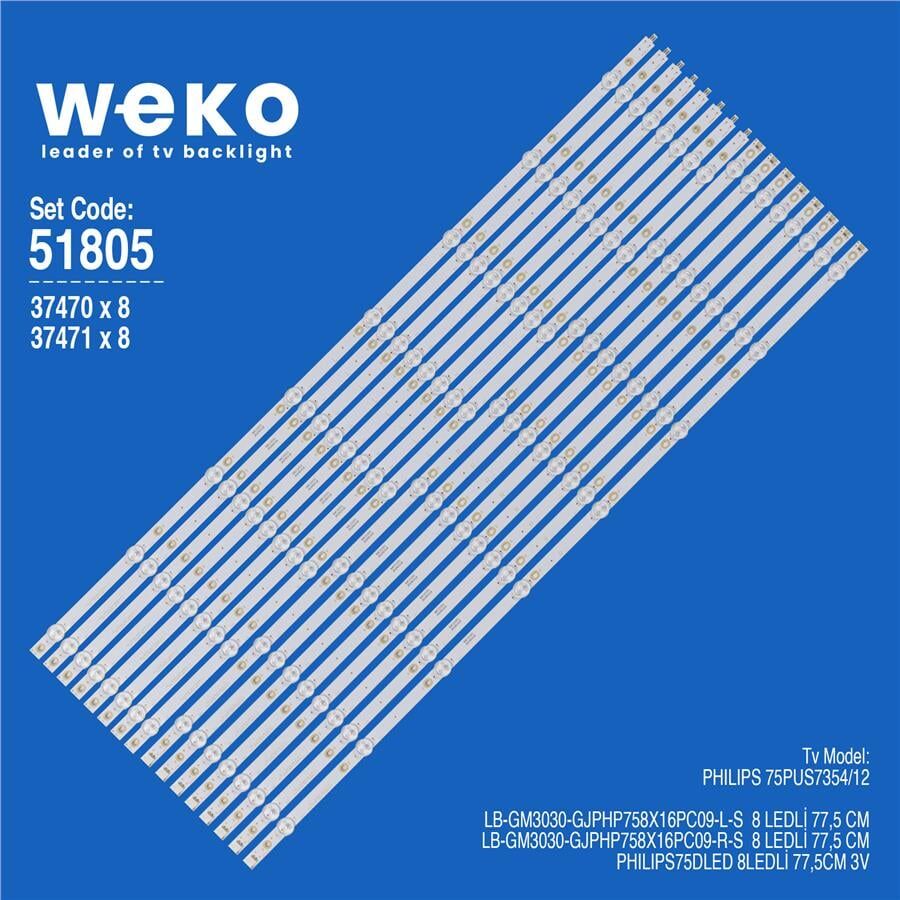 Wkset-6805 37470X8 37471X8 Lb-Gm3030-Gjphp758x16pc09-L/R 16 Adet Led Bar