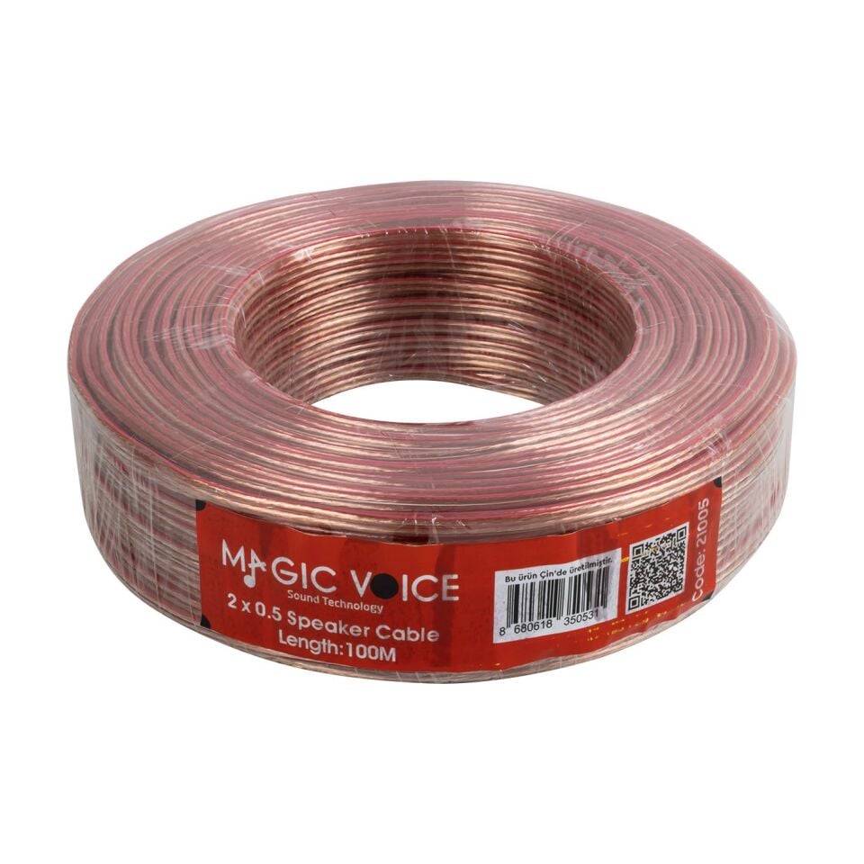 MagicVoice 2 x 0.50 Şeffaf Hoparlör Kablosu 100 Metre