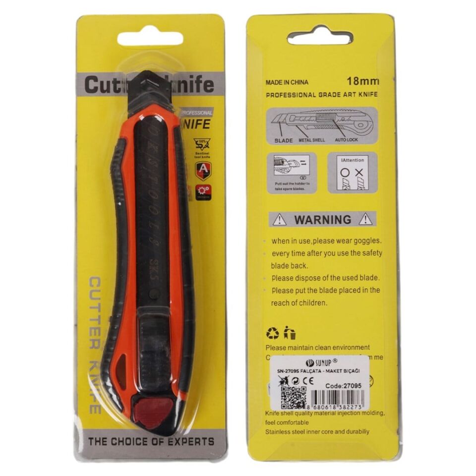 Sunup SN-27095 Plastik Gövde Profesyonel 18 Mm Metal Maket Bıçağı - Falçata