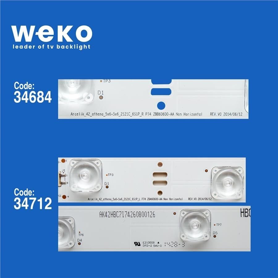 Wkset-5037 34684X5 34712X5 Arcelik_42_Athena_5X6+5X6_2121C_6S1P 10 Adet Led Bar
