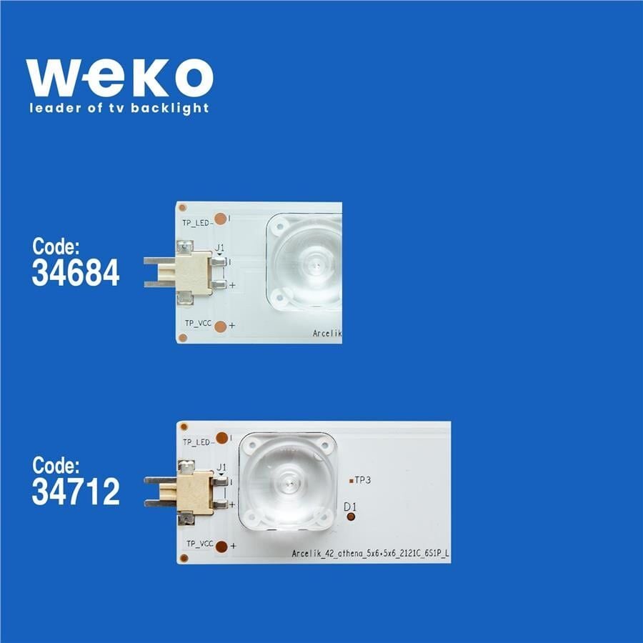 Wkset-5037 34684X5 34712X5 Arcelik_42_Athena_5X6+5X6_2121C_6S1P 10 Adet Led Bar