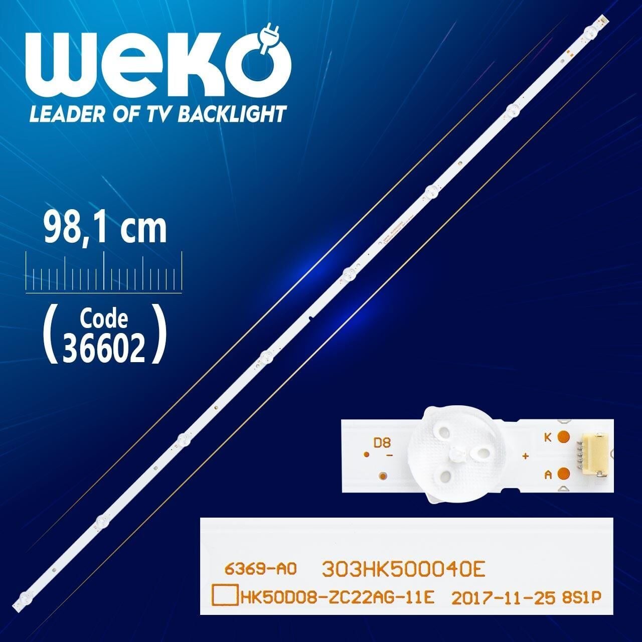 HK50D08-ZC22AG-11 06 - 50F6 - 4X8 - 3030 - 0D35 303HK500040 (8 LEDLİ) 98,1 CM - Tv Led Bar