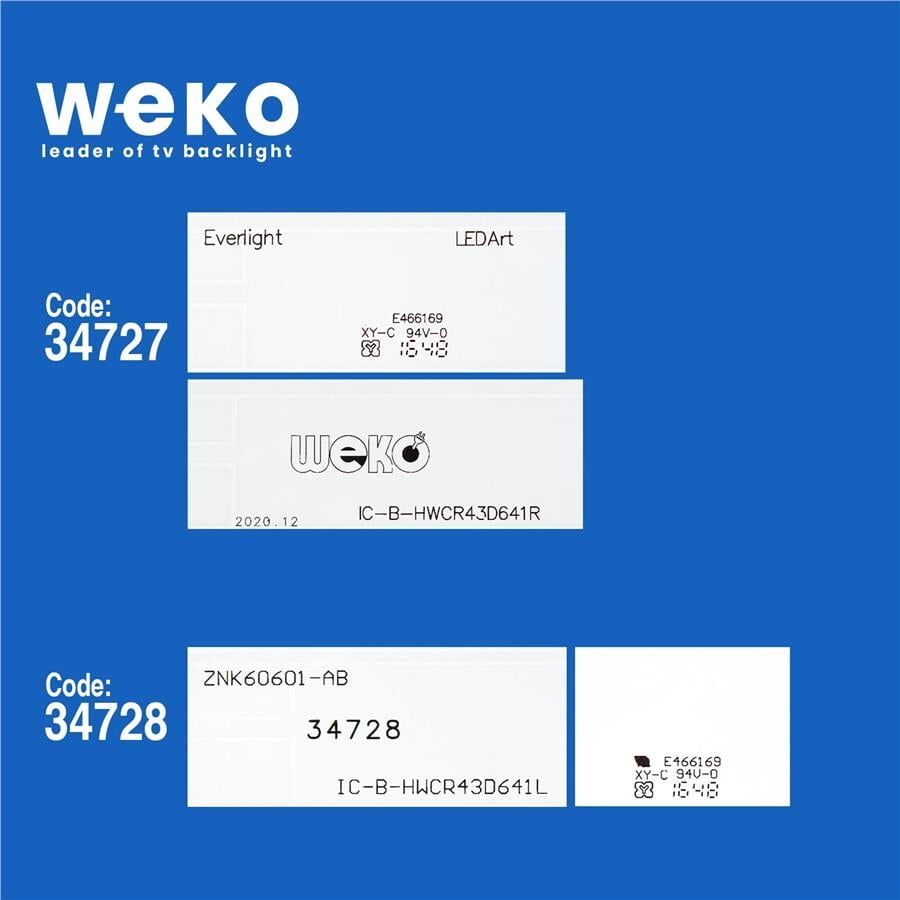 Wkset-5042 34727X5 34728X5 Everlight Ic-B-Hwcr43d641 10 Adet Led Bar