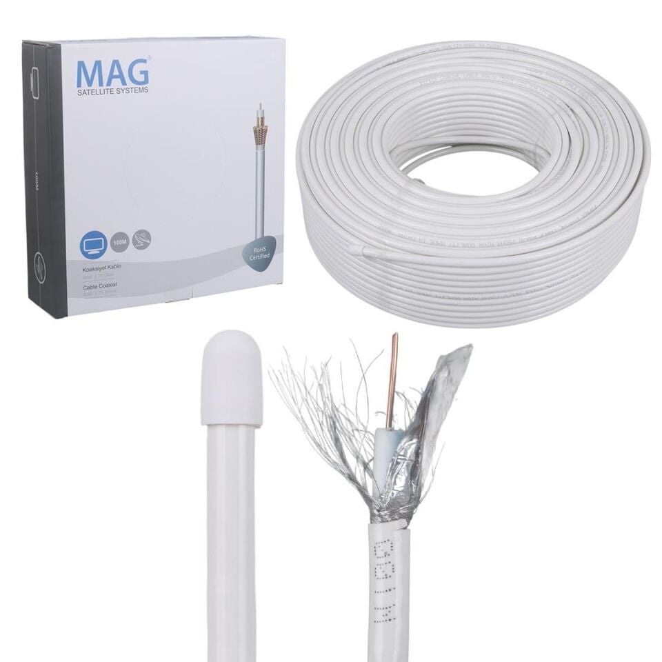 Mag RG6-U4 Bakır SAT1 100 Metre Anten Kablosu