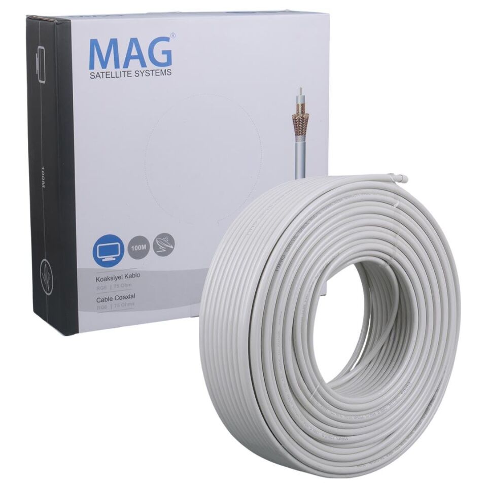 Mag RG6-U4 Bakır SAT1 100 Metre Anten Kablosu