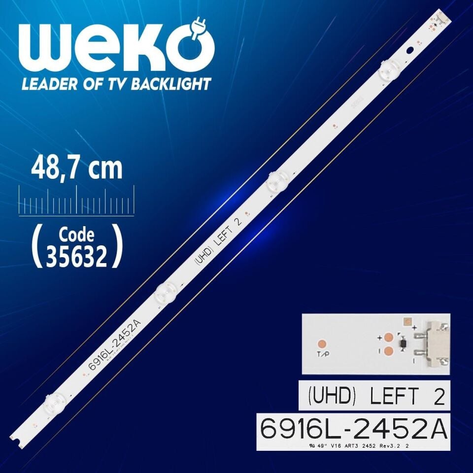 49'' V16 ART3 2452 REV3.2 2 - (UHD) LEFT 2 - 48.7 Cm 4 Ledli - (WK-282) Tv Led Bar