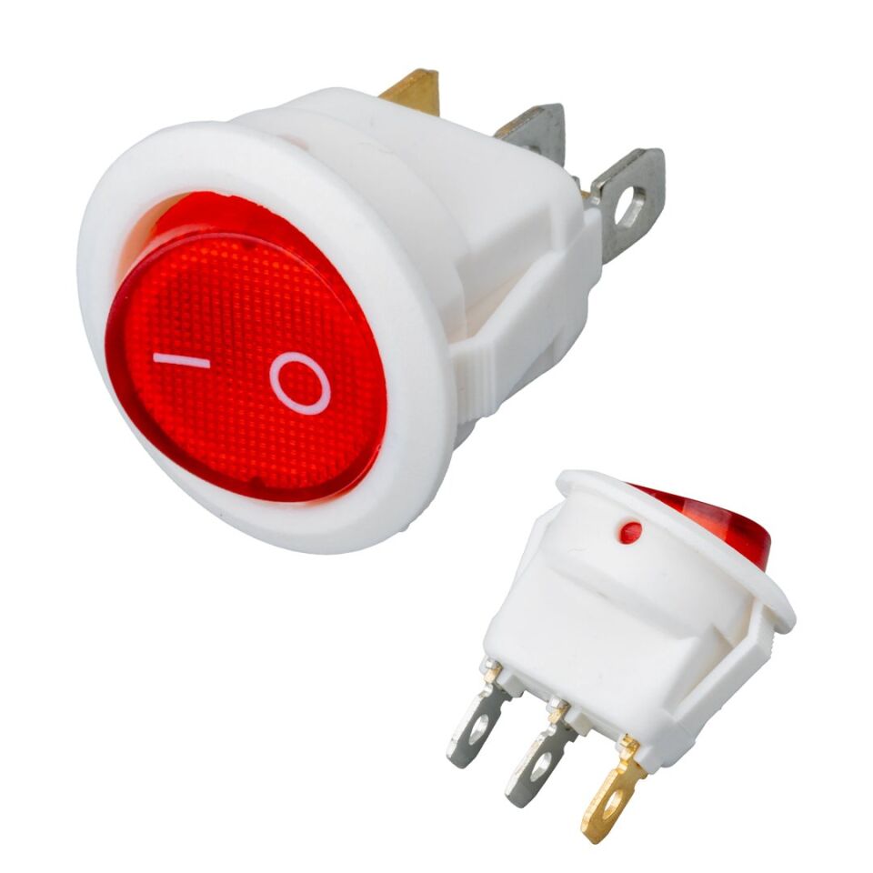 Powermaster IC-131B Yuvarlak Işıklı Anahtar On-Off 3P Beyaz