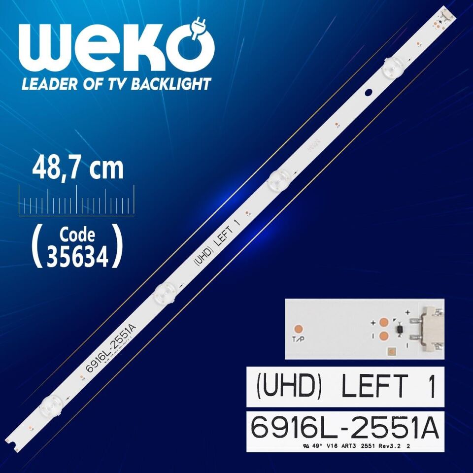 49'' V16 ART3 2551 REV3.2 2 - (UHD) LEFT 1 - 48.7 Cm 4 Ledli - (WK-281) Tv Led Bar