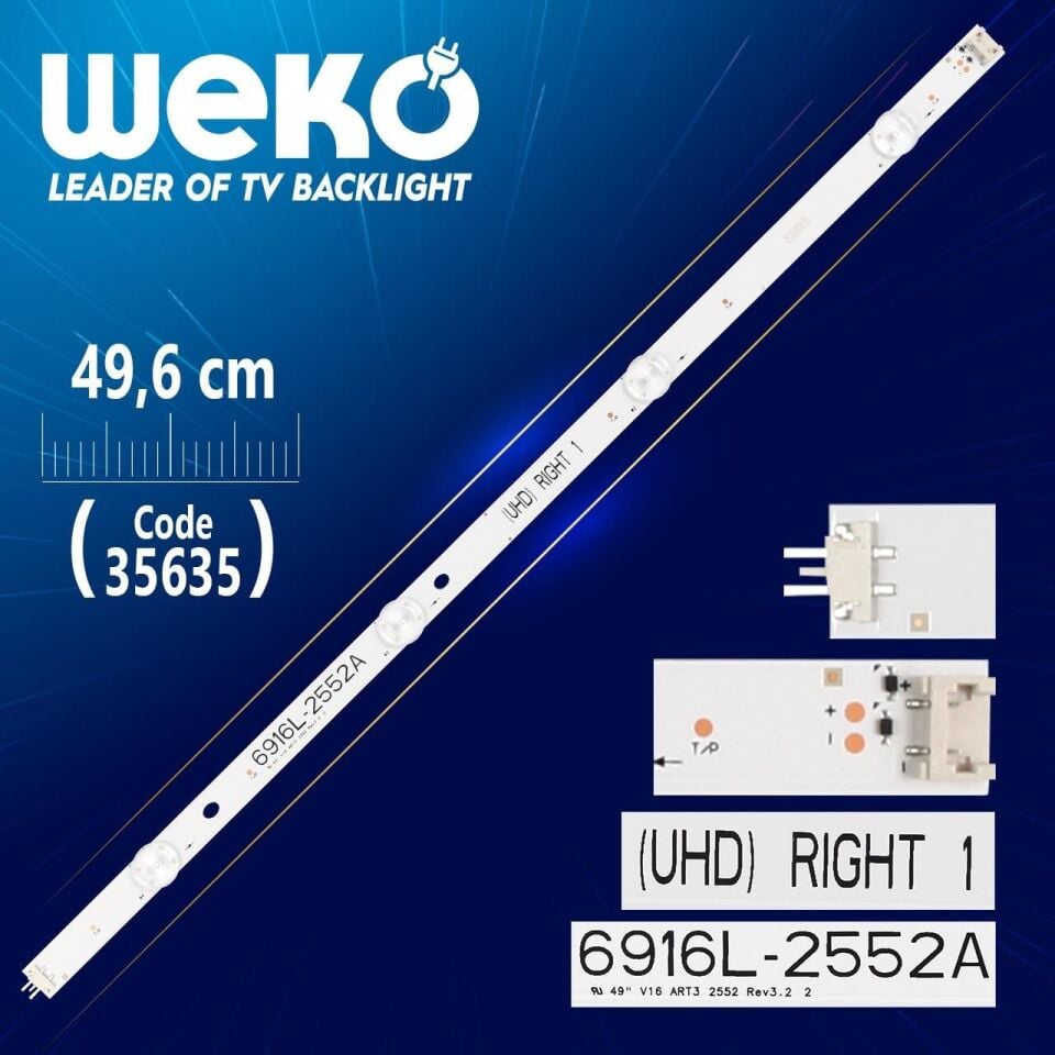 49'' V16 ART3 2552 REV3.2 2 - (UHD) RIGHT 1 - 49.6 Cm 4 Ledli - (WK-283) Tv Led Bar