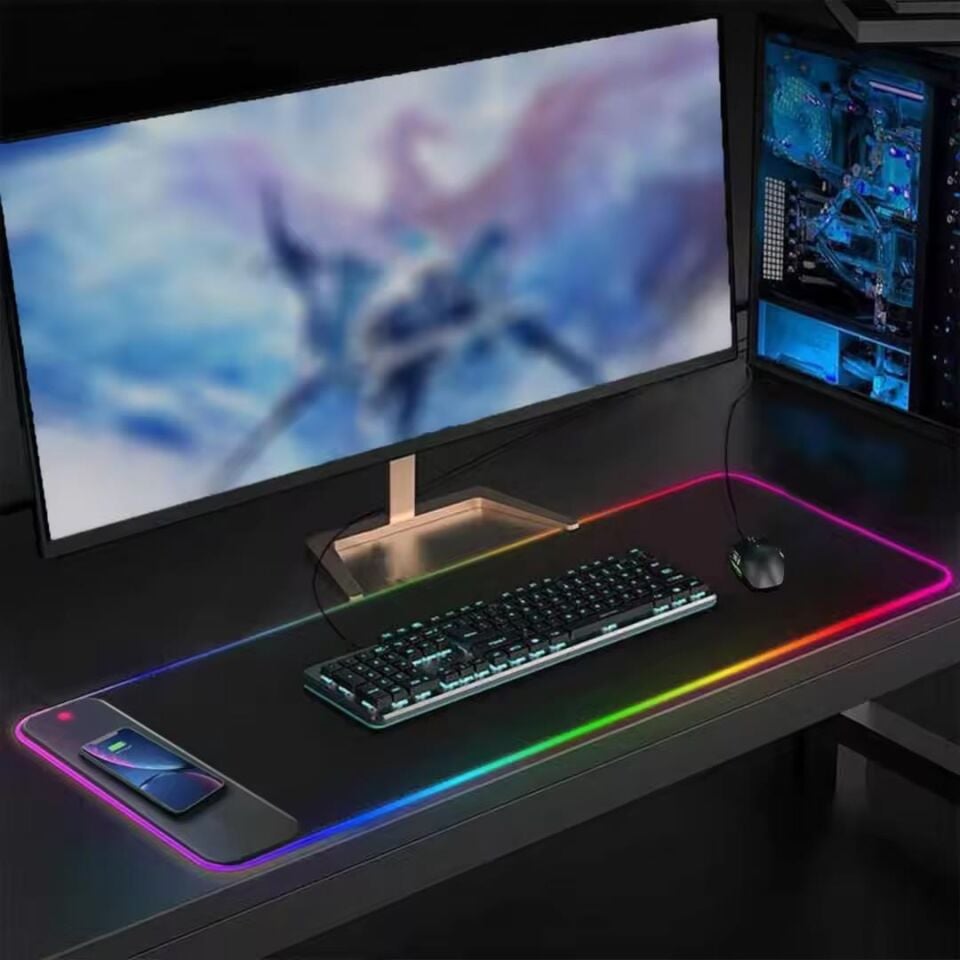 Powermaster PM-25115 XL Telefon Şarj Destekli RGB Mouse Pad