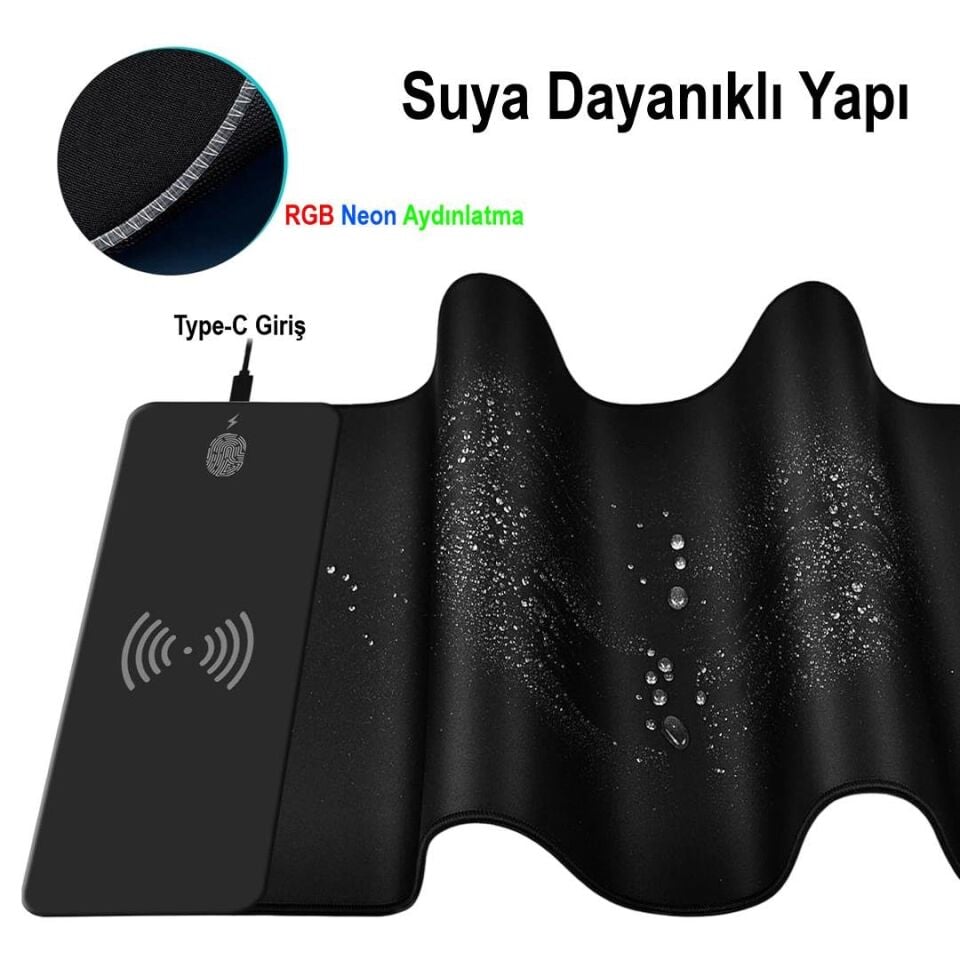 Powermaster PM-25115 XL Telefon Şarj Destekli RGB Mouse Pad