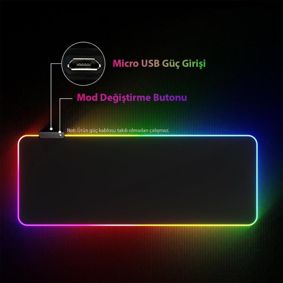 Powermaster PM-25114 XL 14 Modlu RGB Gaming Mouse Pad