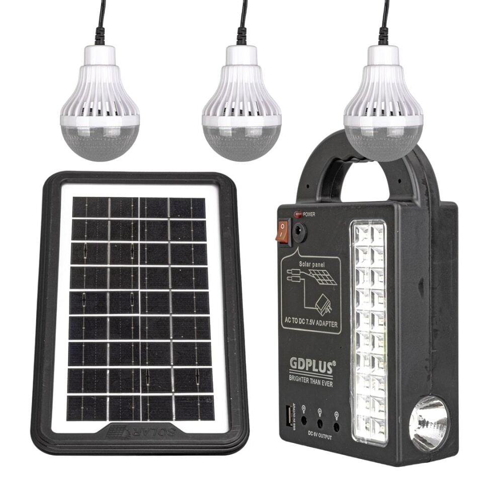 Powermaster GD-999 Güneş Panelli 3 Ampullü Solar Aydınlatma