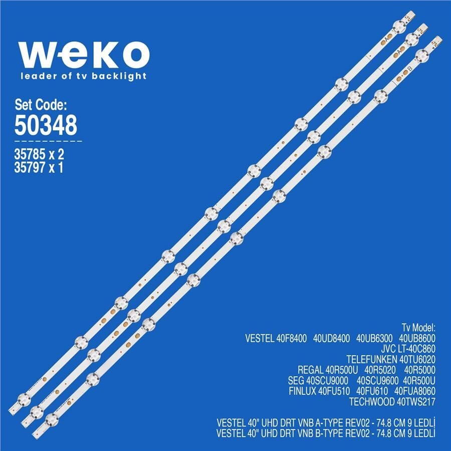 Wkset-5348 35785X2 35797X1 Vestel 40 Uhd Drt Vnb 3 Adet Led Bar (9+9Lens)