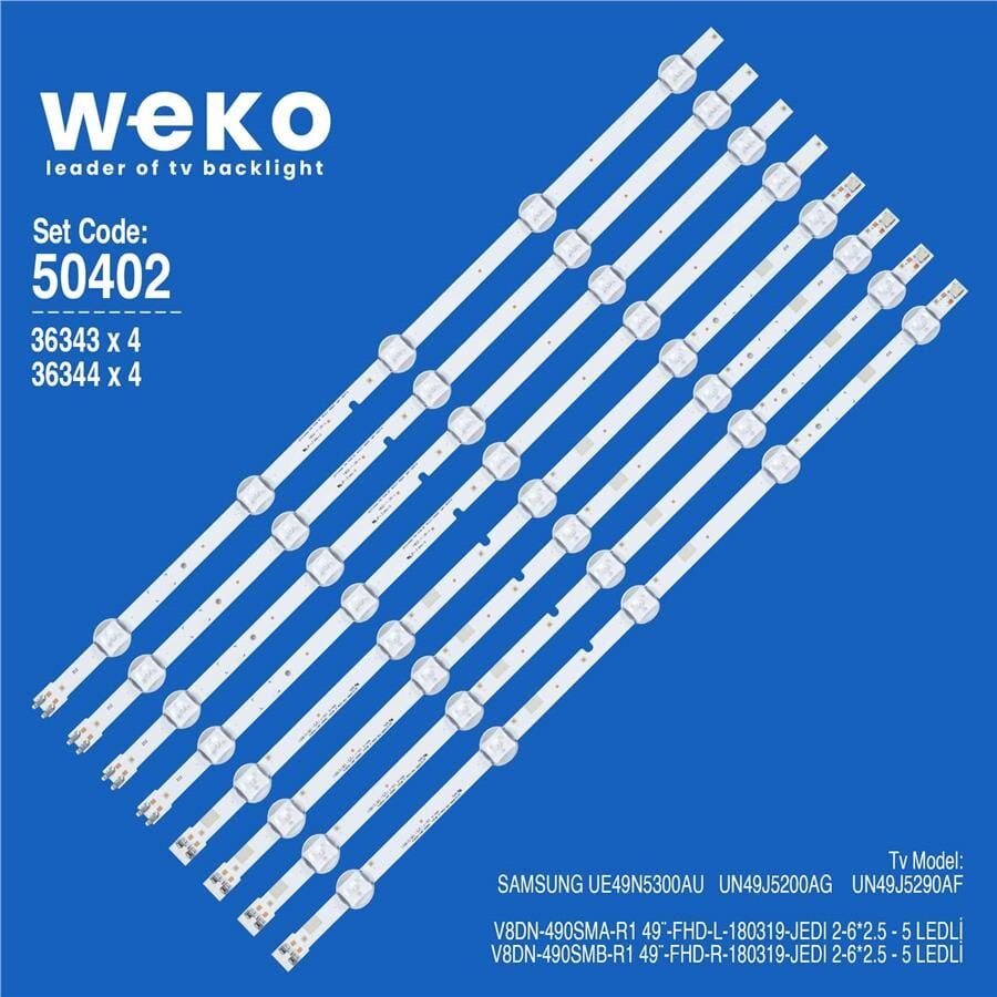 Wkset-5402 36343X4 36344X4 49¨-Fhd-R/L-180319-Jedı 2-6*2.5 8 Adet Led Bar