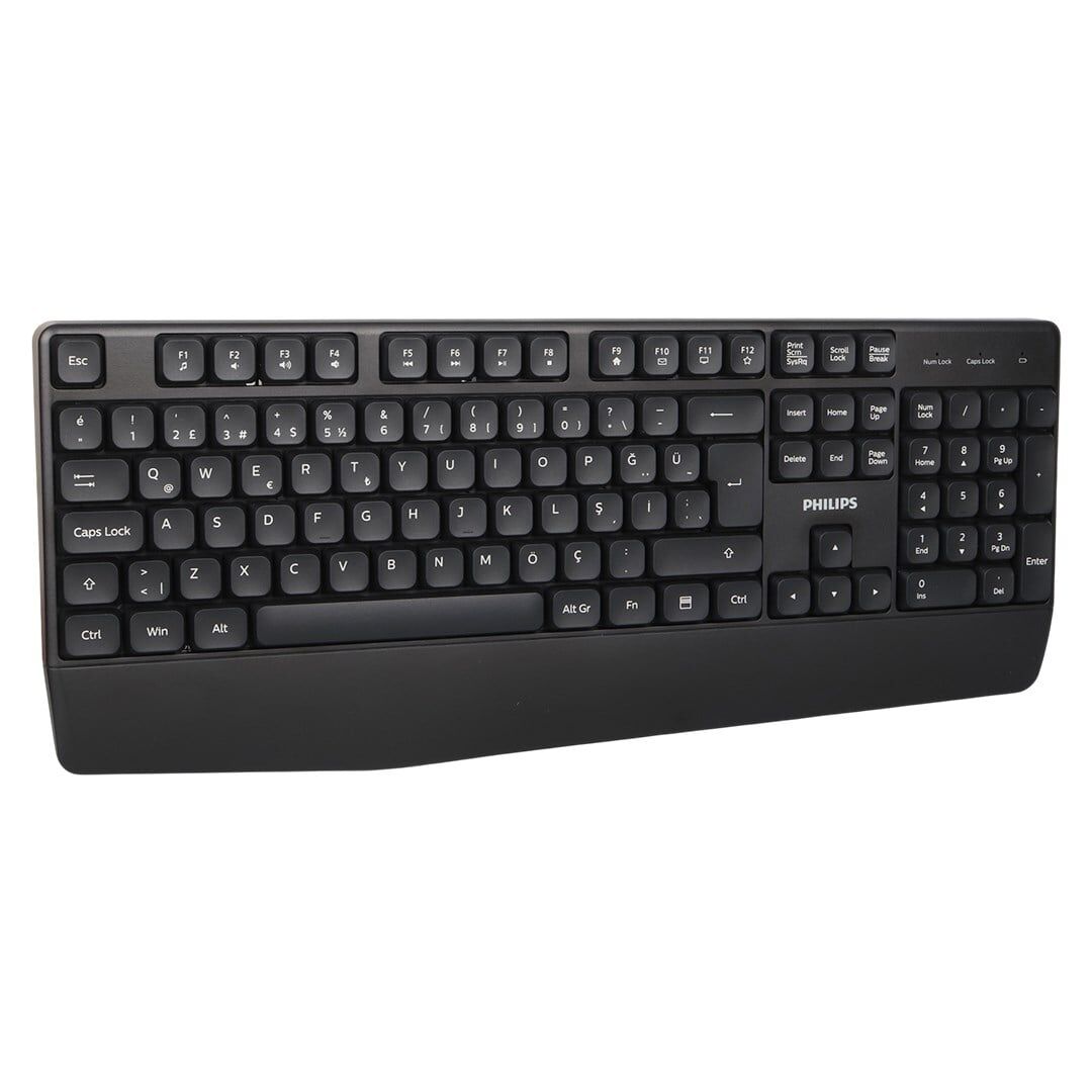 Philips SPK634B USB Kablosuz Ofis Tipi Siyah Numpadli Türkçe Q Klavye