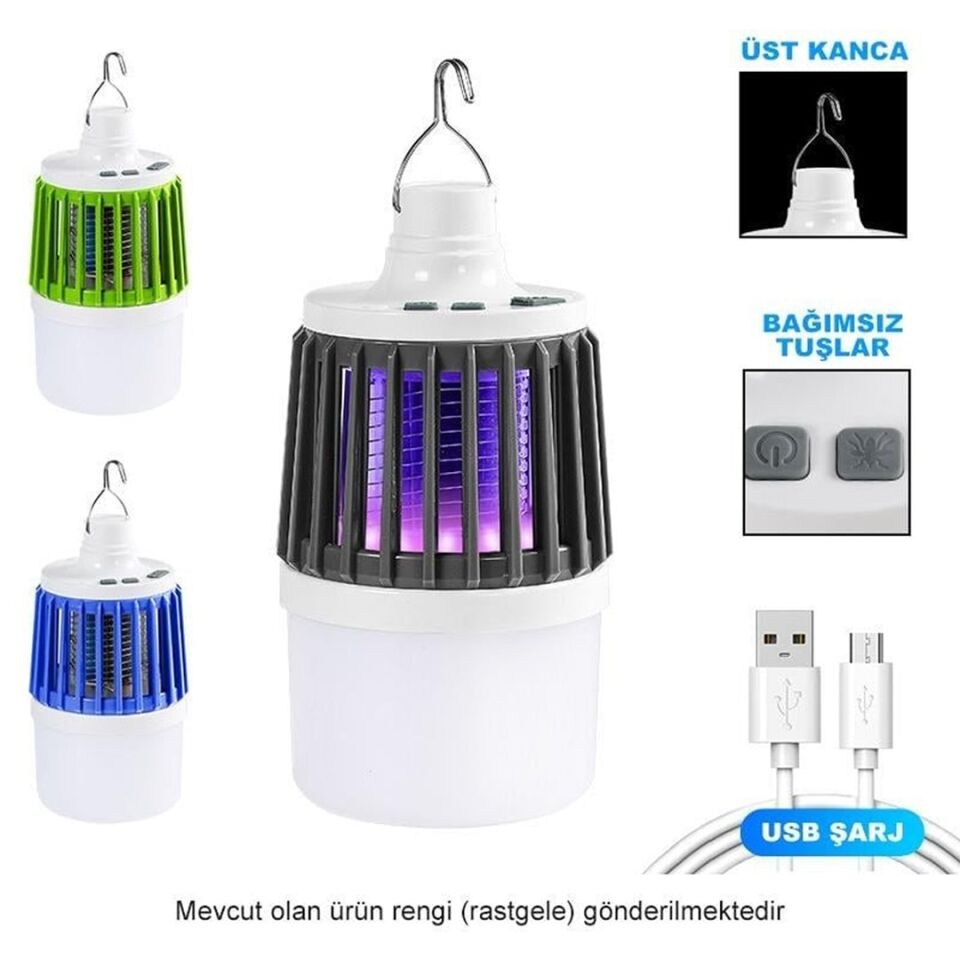 Powermaster MX-858 USB'li Sinek Öldürücü Şarjlı Kamp Feneri