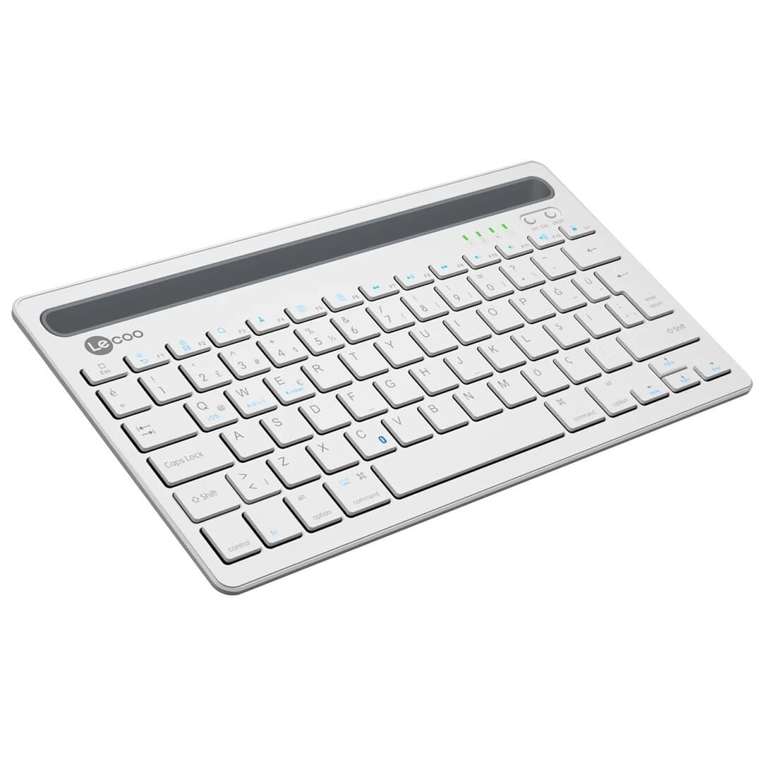 Lenovo Lecoo BK100 Bluetooth V3.0 Çoklu Cihaz Uyumlu Şarj Edilebilir Kablosuz Beyaz Türkçe Q Klavye