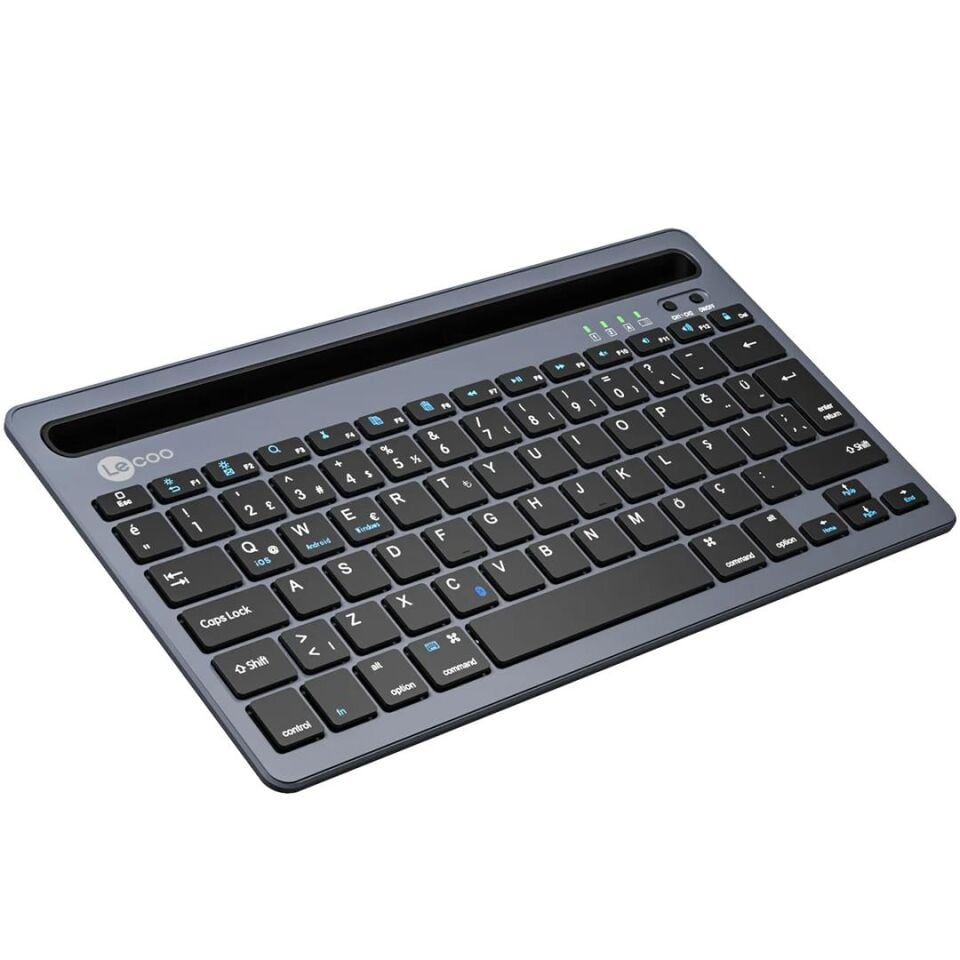 Lenovo Lecoo BK100 Bluetooth V3.0 Çoklu Cihaz Uyumlu Şarj Edilebilir Kablosuz Gri Türkçe Q Klavye
