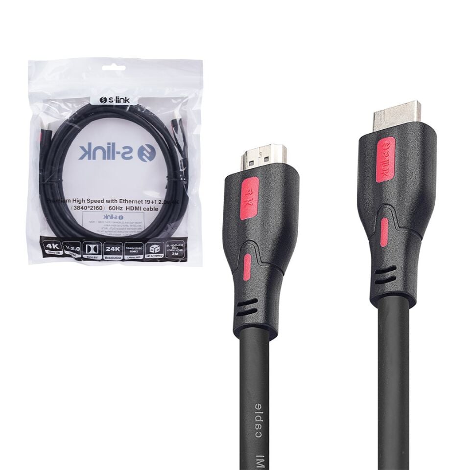 S-Link SL-HDM4k13 19+1 3 Metre HDMI to HDMI Kablo