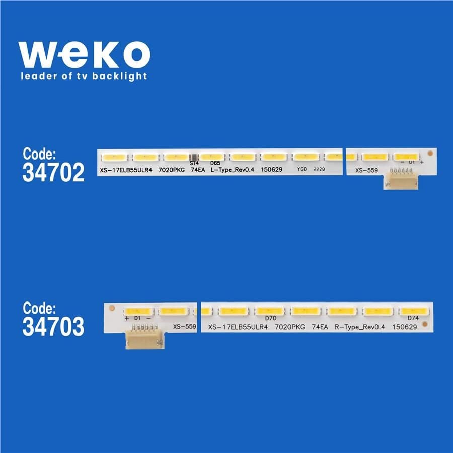 Wkset-5482 34702X1 34703X1 17Elb55ulr0/17Elb55ulr4 2 Adet Led Bar (74Led)
