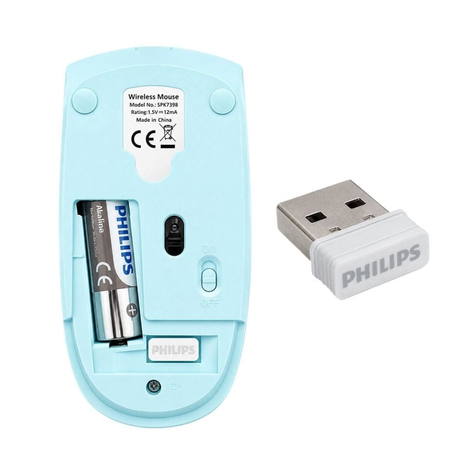 Philips SPK7398WJ/38 1600 DPI Sessiz Tıklama Mavi Kablosuz Ofis Mouse