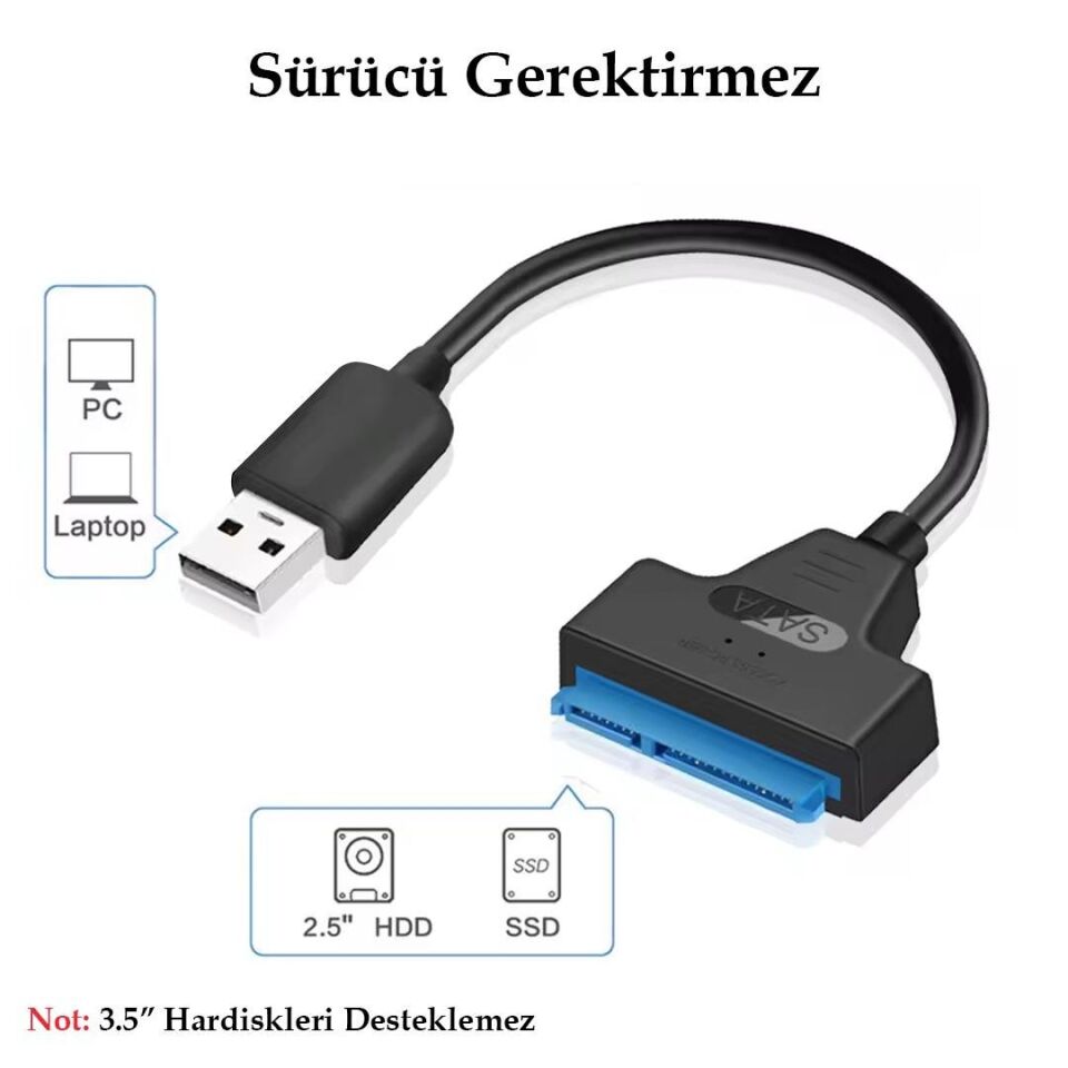 Powermaster SSD HDD Sata Data TO USB3.0 2.5'' Harddisk Kablo