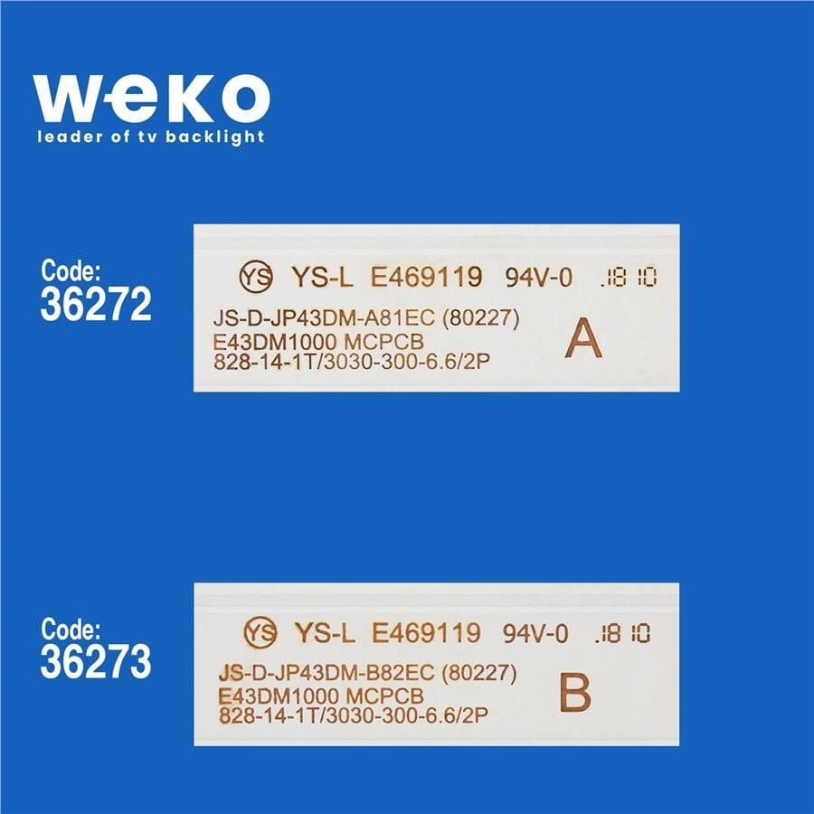 Wkset-5599 36272X2 36273X1 Js-D-Jp43dm (Ms-L1149L/R) 3 Adet Led Bar