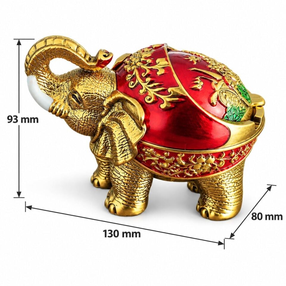 Sunup SN-38891 Kırmızı Gold Fil Figürlü Dekoratif Küllük