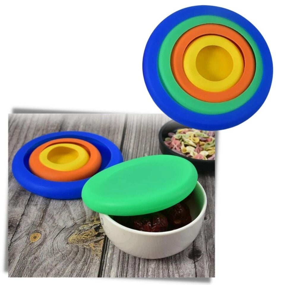 Sunup SN-38932 4'Lü Silikon Kapak Seti Farklı Boyutlarda Renkli Esnek Kapak