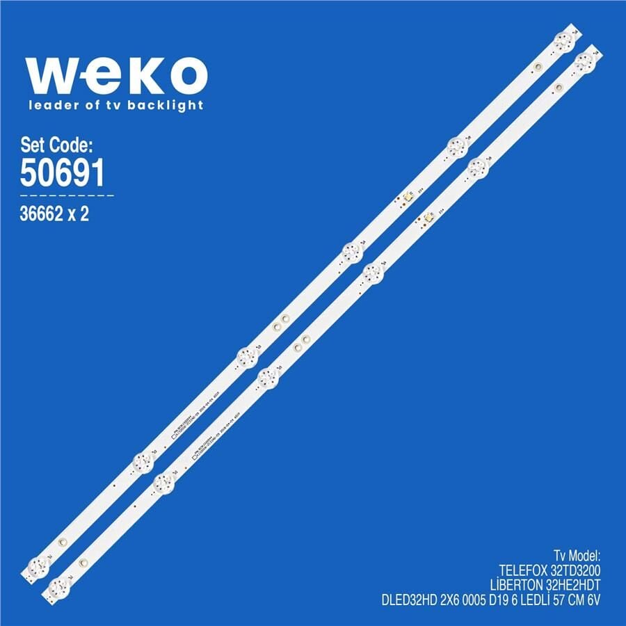 Wkset-5691 36662X2 Dled32hd 2X6 0005 D19 2 Adet Led Bar (6V6led57cm)
